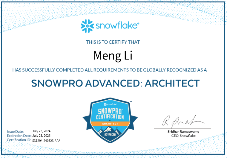 SnowPro Advanced: Architect certificate
